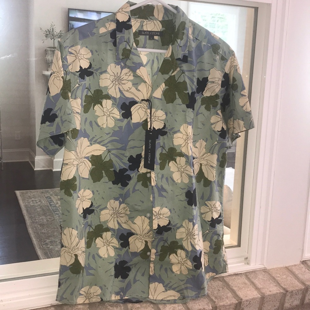 NWT tropical print button down